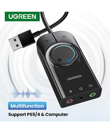 UGREEN USB Audio External Sound Card Interface 3.5mm Microphone Audio Adapter for PS4 Laptop Headset USB Sound Card (2)